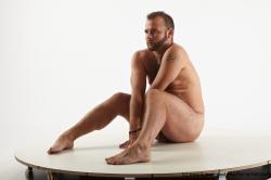 Nude Man White Sitting poses - simple Average Short Brown Sitting poses - ALL Realistic